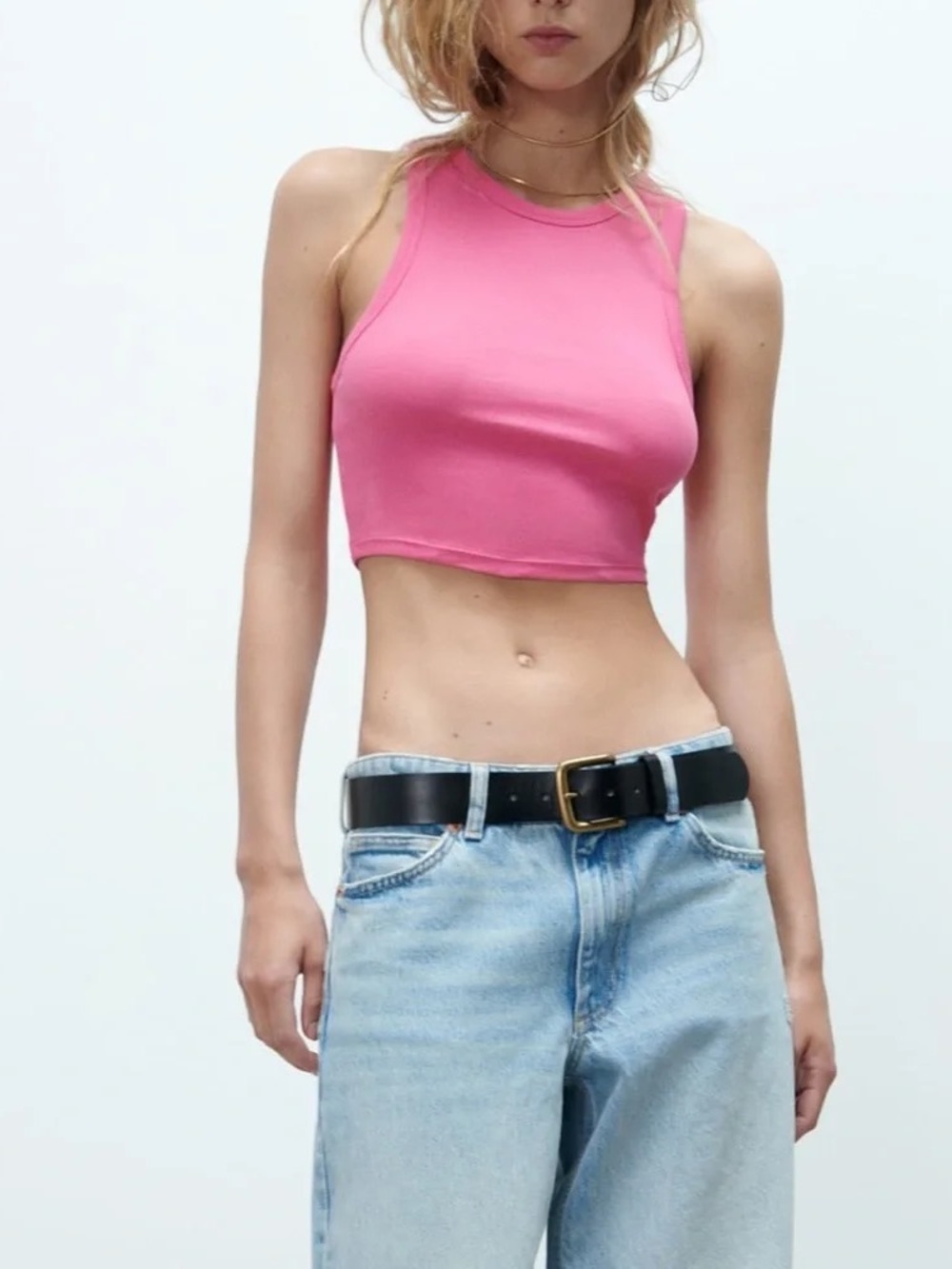 Zara Cropped Pink top Medium